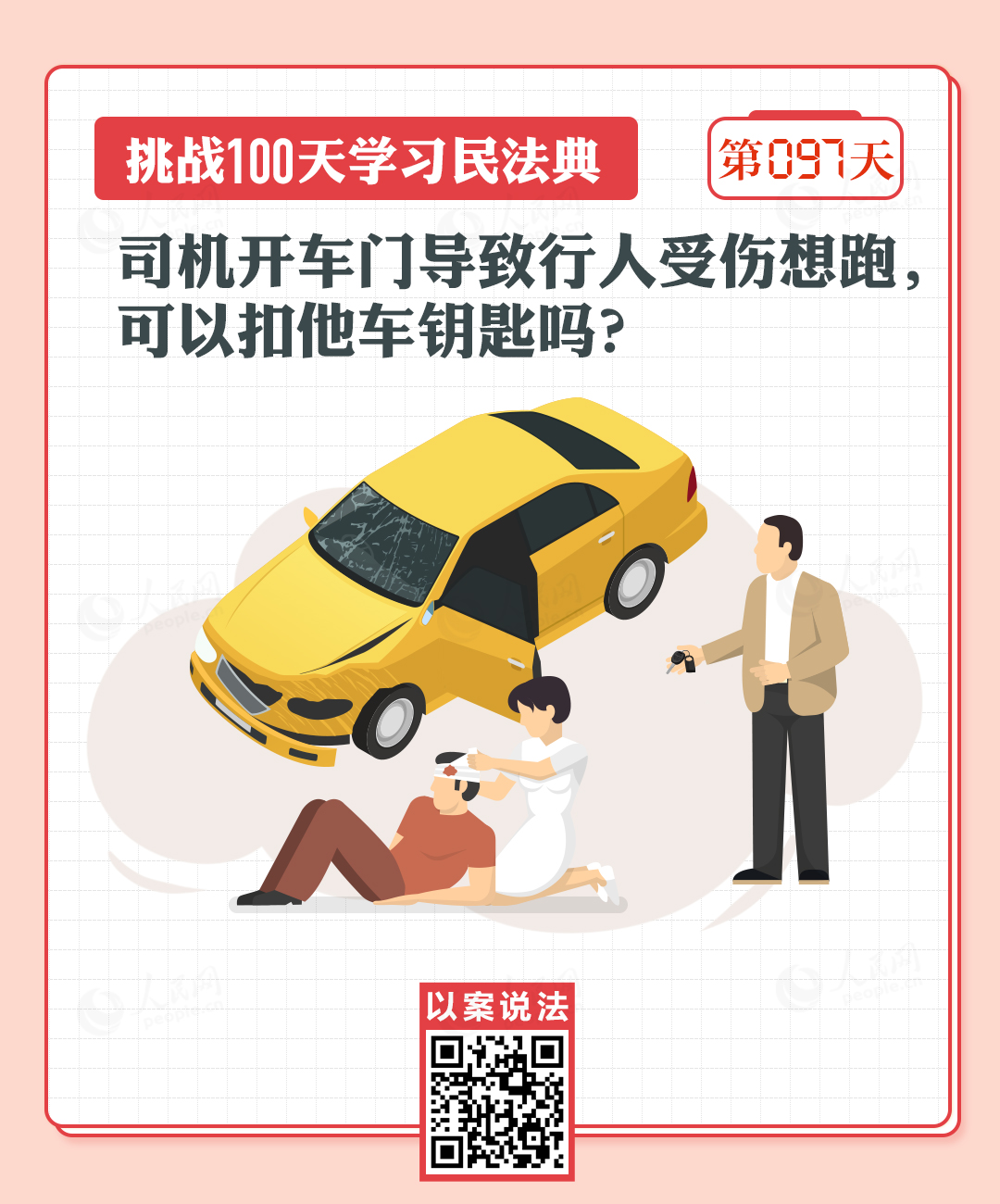 司機開車門導(dǎo)致行人受傷想跑，可以扣他車鑰匙嗎？