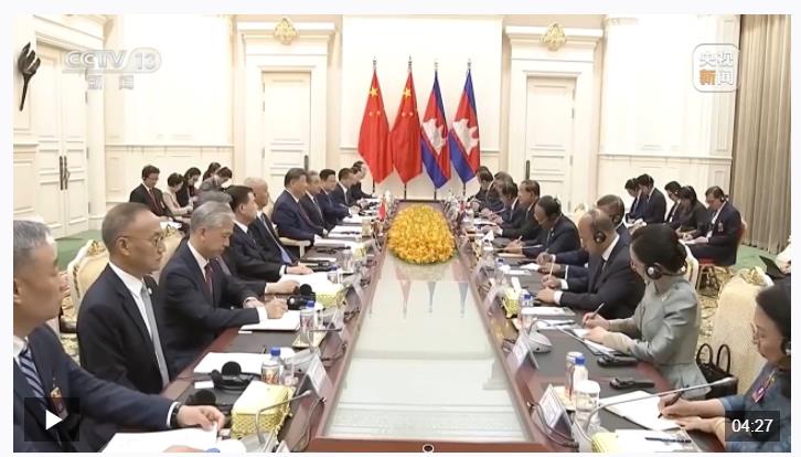 習(xí)近平會(huì)見(jiàn)柬埔寨人民黨主席、參議院主席洪森